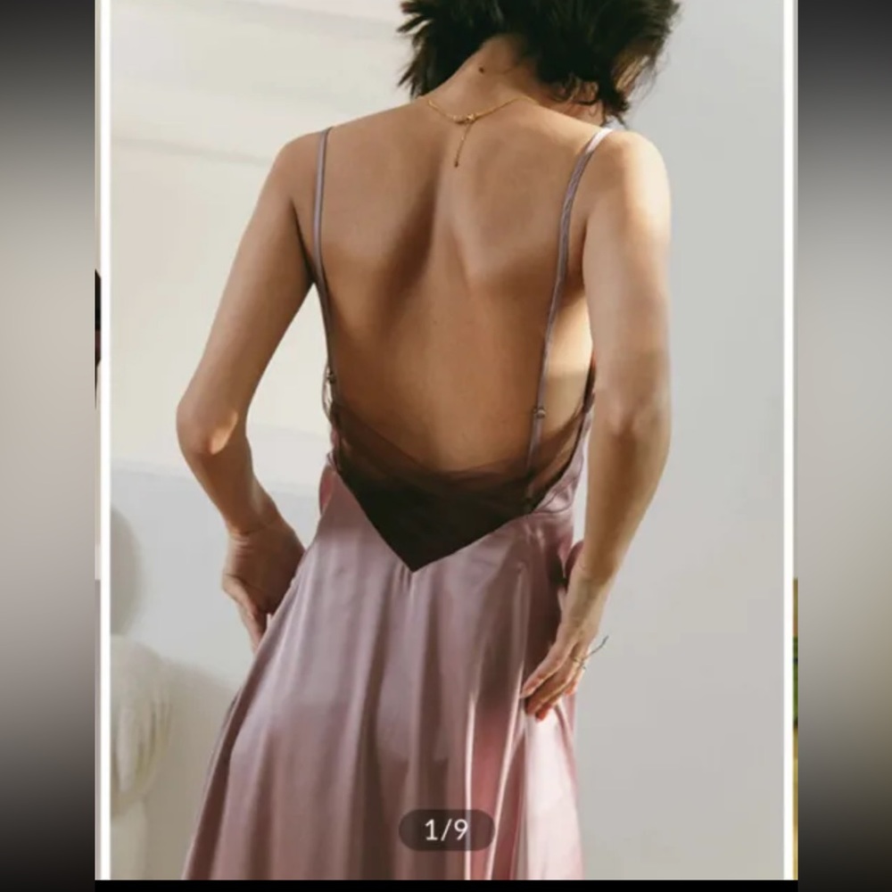 Purple satin long dress